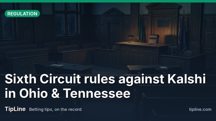 An empty federal courtroom at night, the raised wooden bench under a single light, dark wood panelling & rows of empty benches.