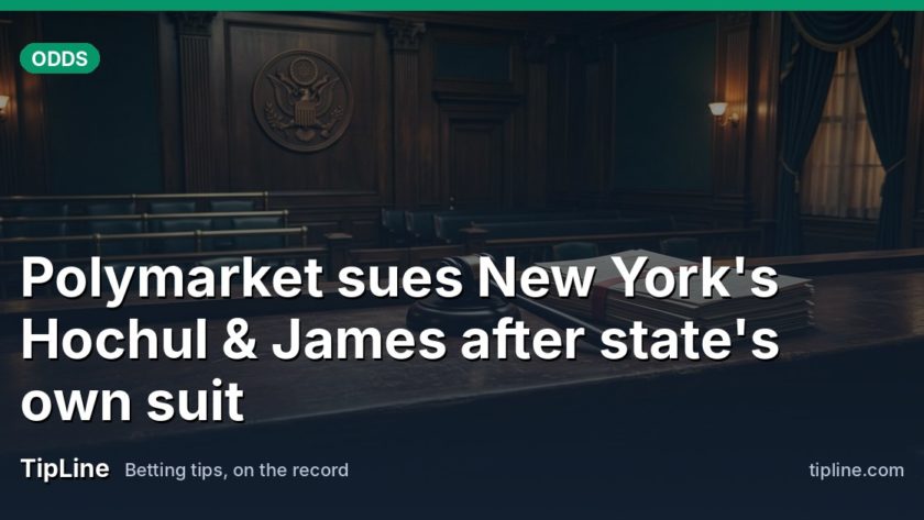 An empty New York federal courtroom with a gavel resting beside a stack of legal filings.