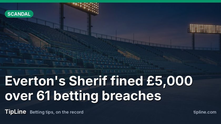 Everton's Sherif fined £5,000 over 61 betting breaches