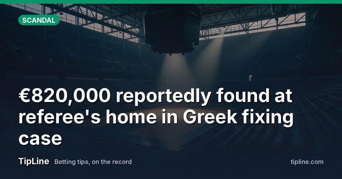 €820,000 reportedly found at referee's home in Greek fixing case