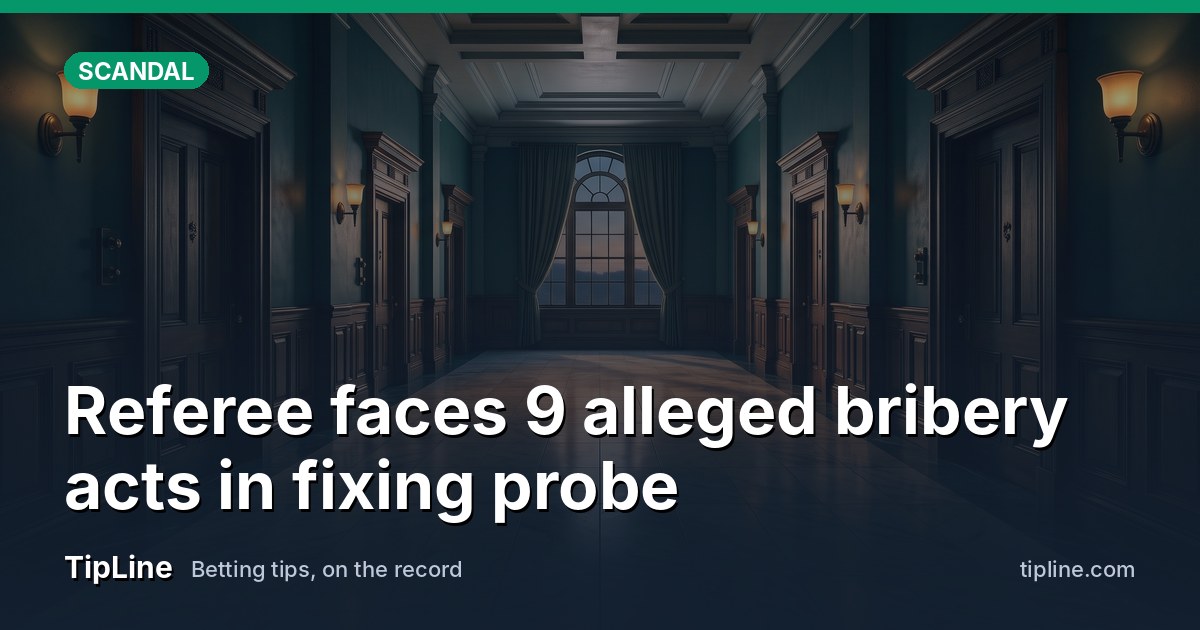 Referee faces 9 alleged bribery acts in fixing probe
