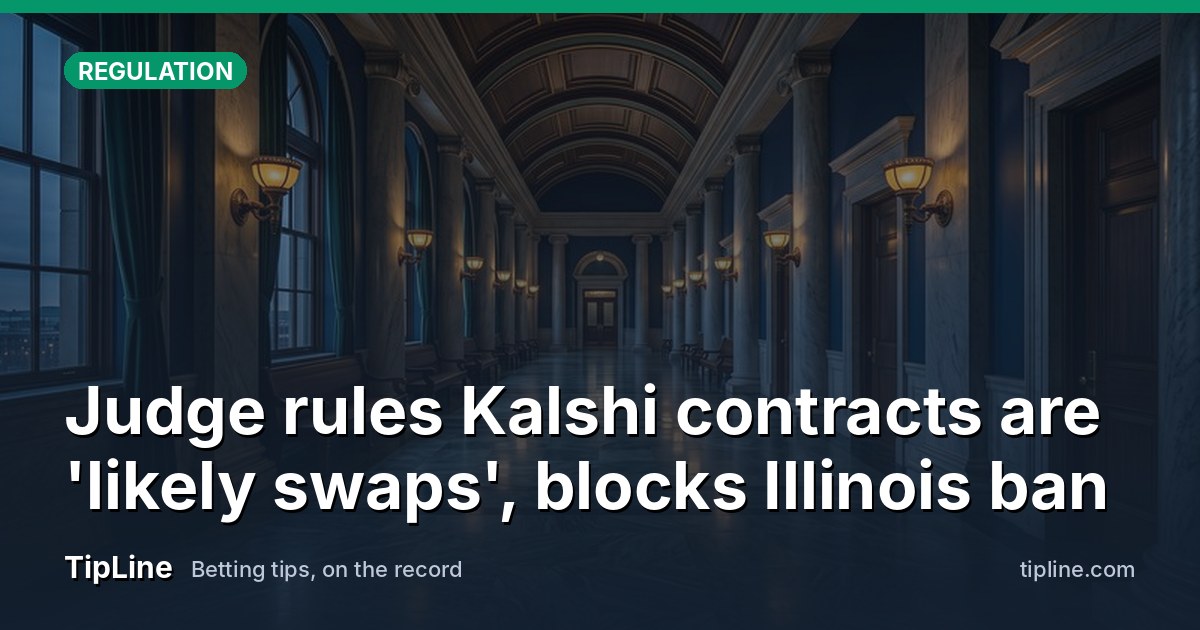 Judge rules Kalshi contracts are 'likely swaps', blocks Illinois ban